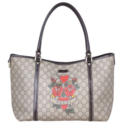 Gucci GG Supreme Tattoo Hearts Joy Tote Medium