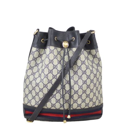 Gucci GG Supreme Vintage Web Bucket Bag Front