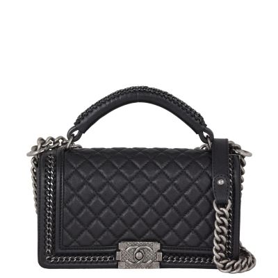 Chanel Boy Paris-Rome Chain Top Handle Old Medium | Black 