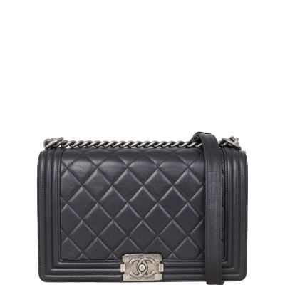 Chanel boy bag all black sales