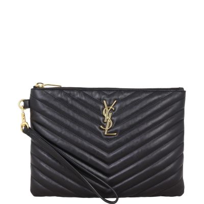 Saint laurent quilted leather pouch shop