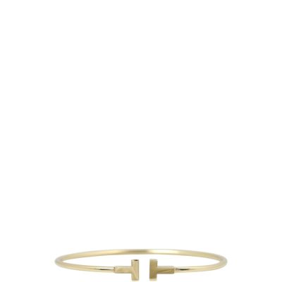 Tiffany & Co T Wire 18k Yellow Gold Narrow Bracelet