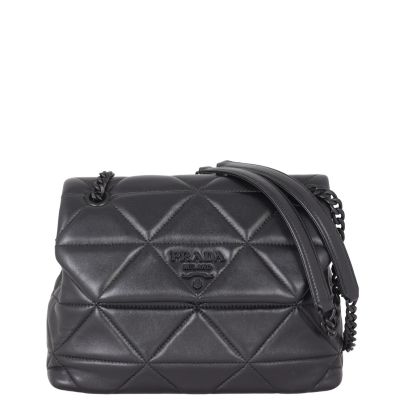 Prada quilted leather shoulder bag shop