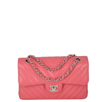 Chanel Classic Double Flap Small Chevron | Salmon Pink