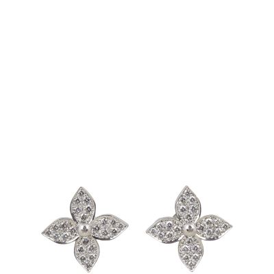 Louis Vuitton Idylle Blossom 18k White Gold Diamond Stud Earrings 
