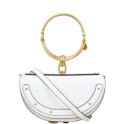 Chloe Nile Minaudiere Bracelet Bag Croc-Embossed 
