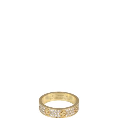 Cartier Love Wedding Band 18k Yellow Gold Diamond Paved