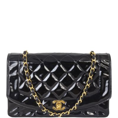 Chanel Quilted Diana Patent Flap Bag | Black 