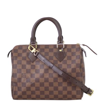 Louis Vuitton Speedy 25 Damier Ebene with Shoulder Strap Front