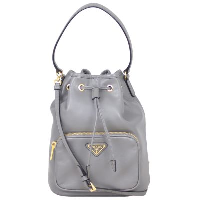 Prada Duet Leather Bucket Bag Front