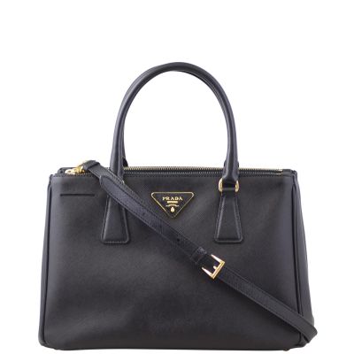 Prada Saffiano Galleria Double Zip Tote Small Front Strap