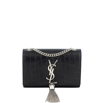 Saint Lauren Kate Tassel Satchel Crocodile Embossed Small Front