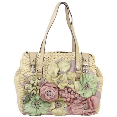 Valentino Raffia Flower Applique bag Front